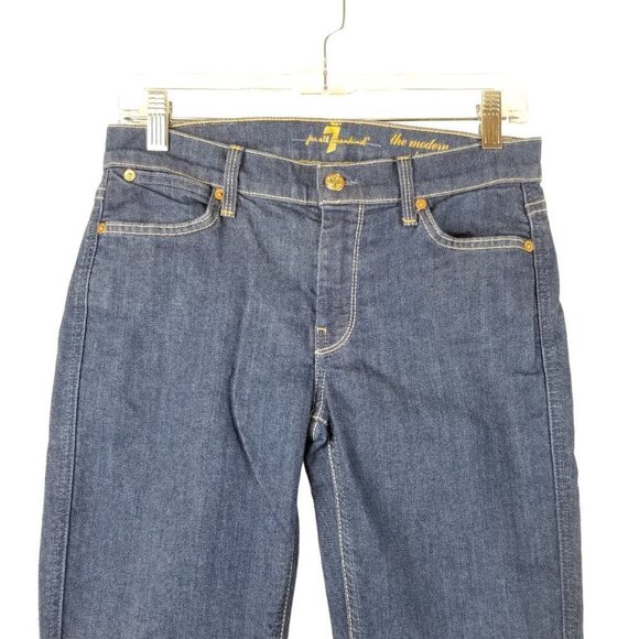 7 for All Mankind 27 Modern straight‎ Jeans Western Contrast stitching Midrise - Picture 10 of 12